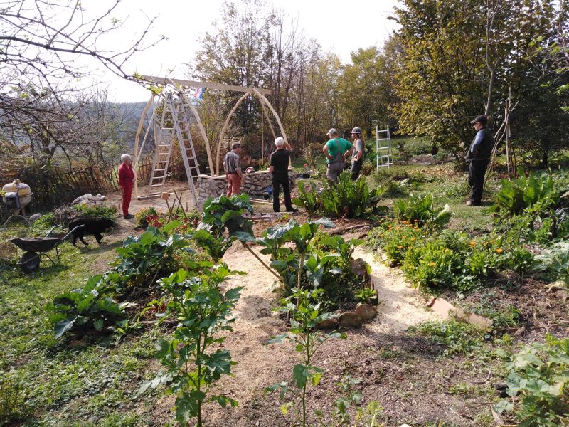 Permaculture greenhouse in the garden